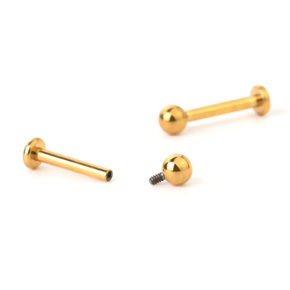 Labret av farget titan med innvendig gjenge