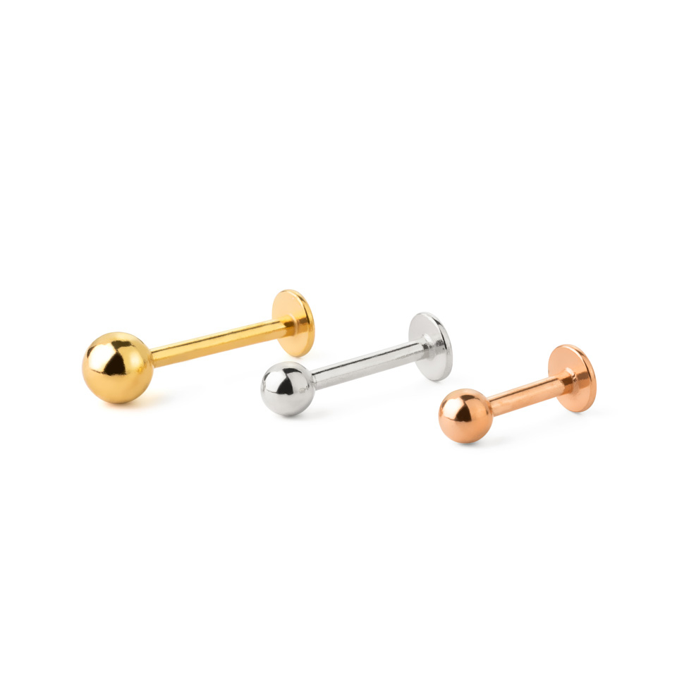 Labret av farget titan med innvendig gjenge