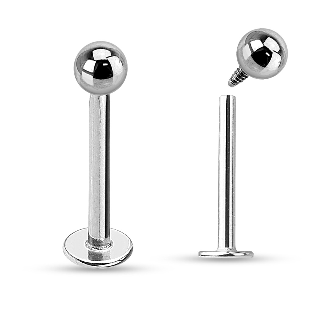 Labret av titan med innvendig gjenge