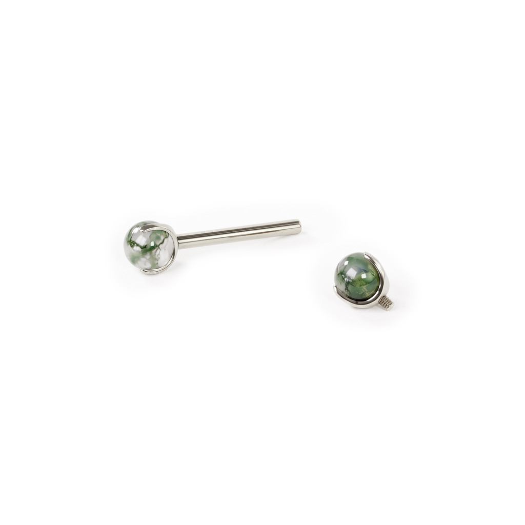 Nippelbarbell i titan med naturlige stener