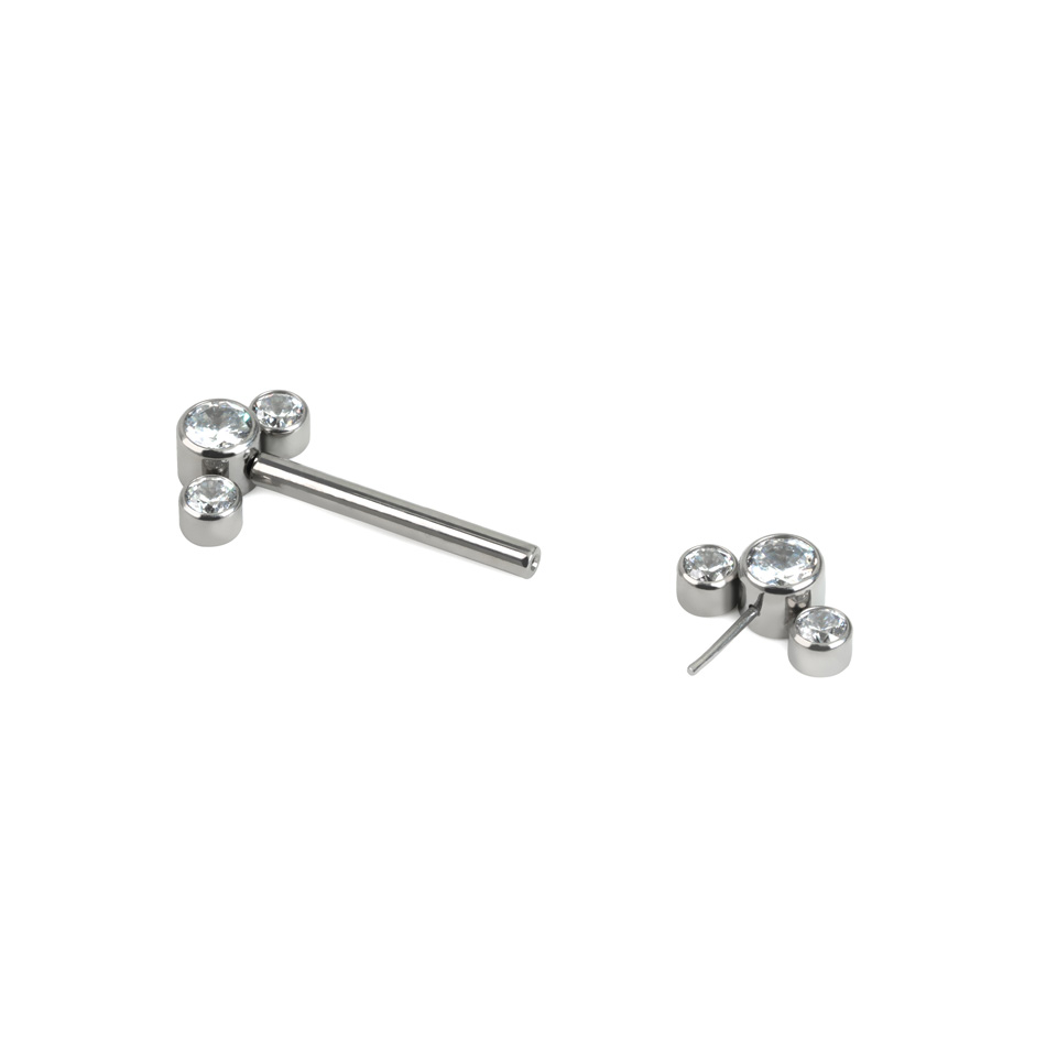 Push-in brystpiercing med stener i forskjellige farger