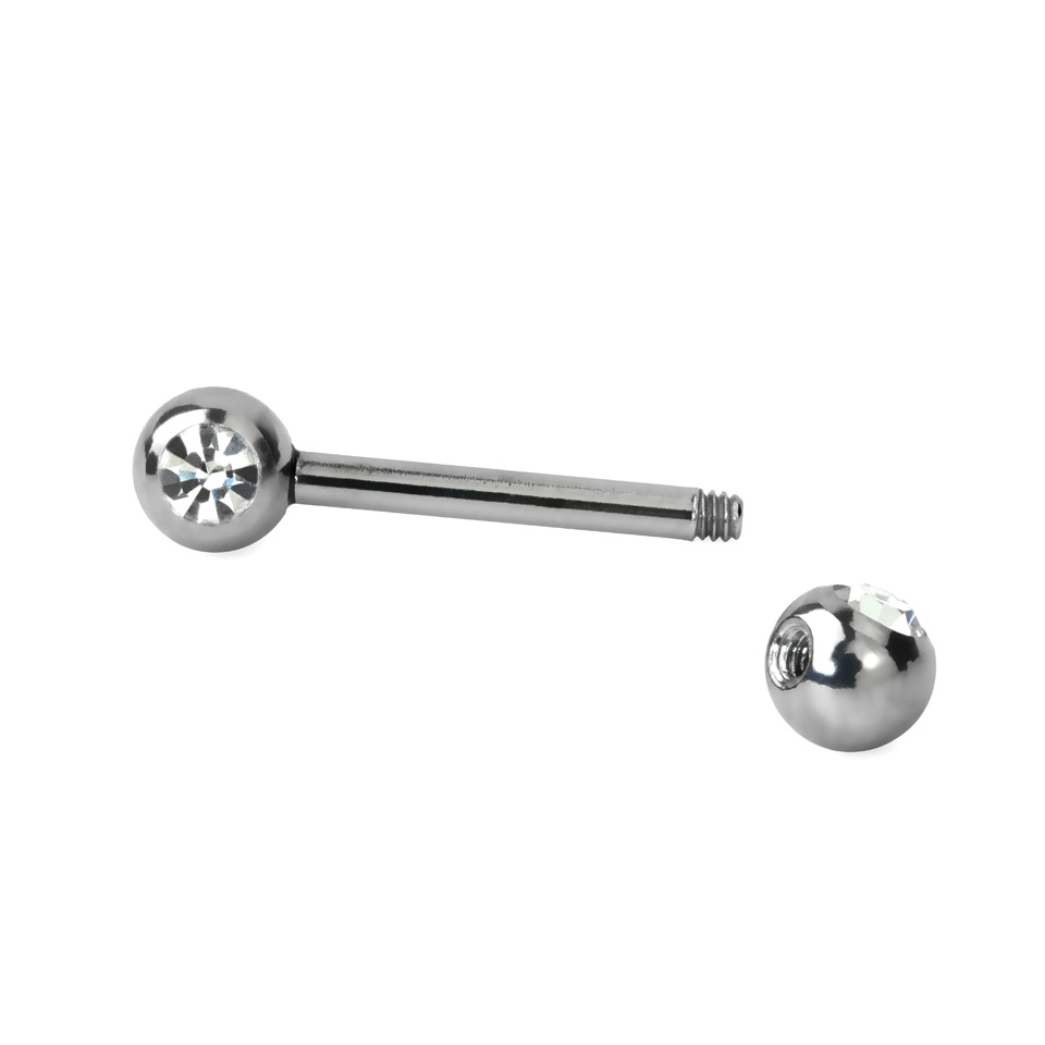 Brystpiercing med sten i flere farger