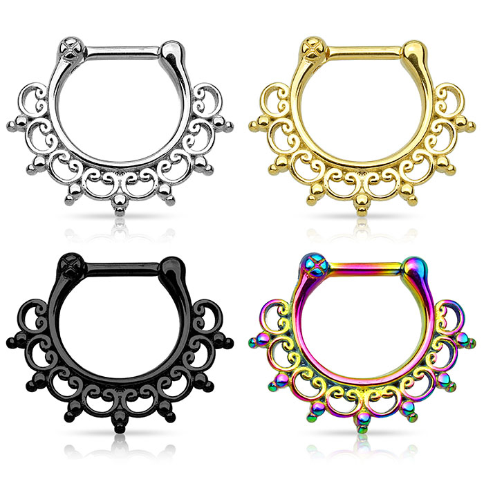 Septumpiercing av kirurgisk stål med ornamentert design