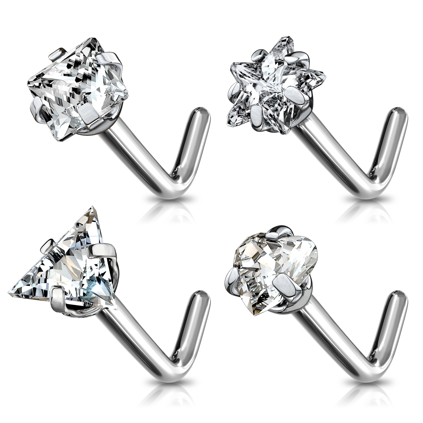 Nesepiercing av titan med forskjellige stendesign