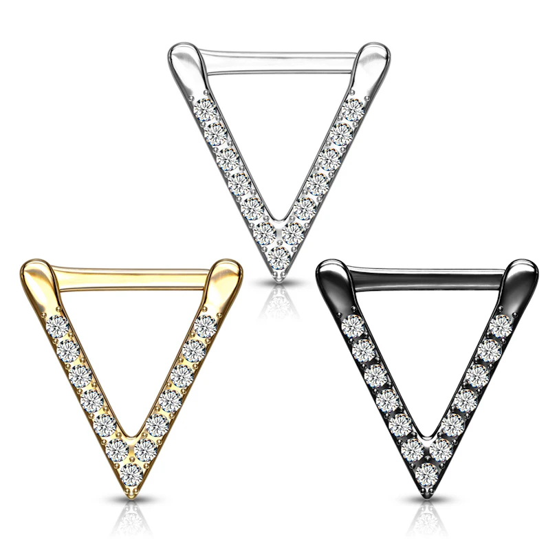 Septumpiercing med stenbesatt trekantet form