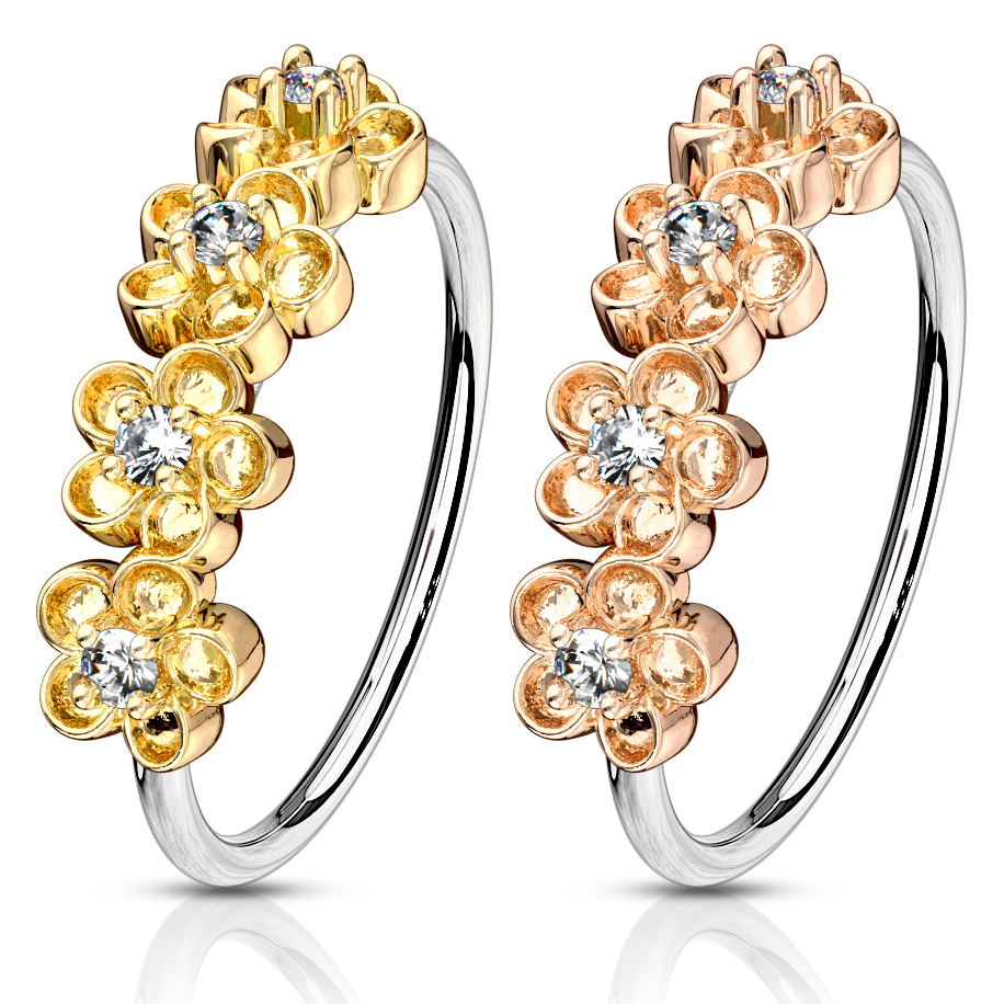 Enkel ring med 4 blomster på siden