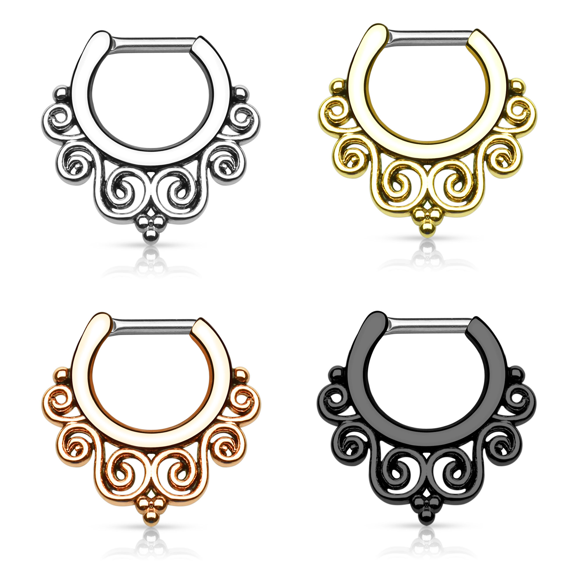 Septumpiercing med vridd design