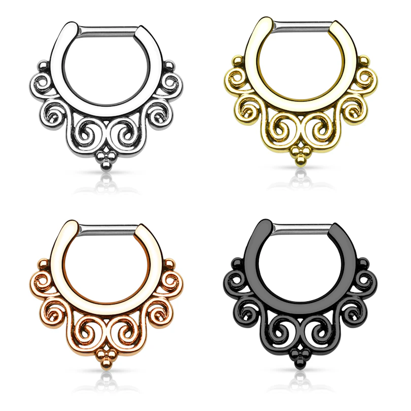Septumpiercing med vridd design
