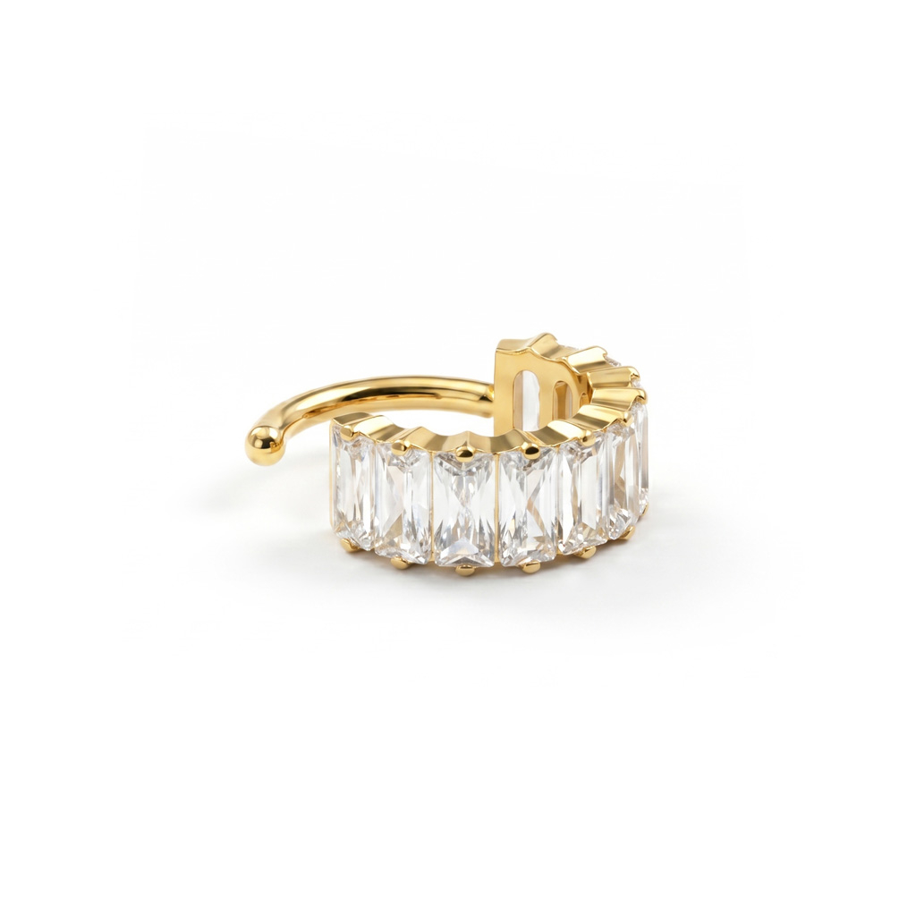 Titanring med markante baguatteslipte stener