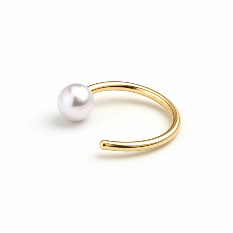 Åpen titanring med perle