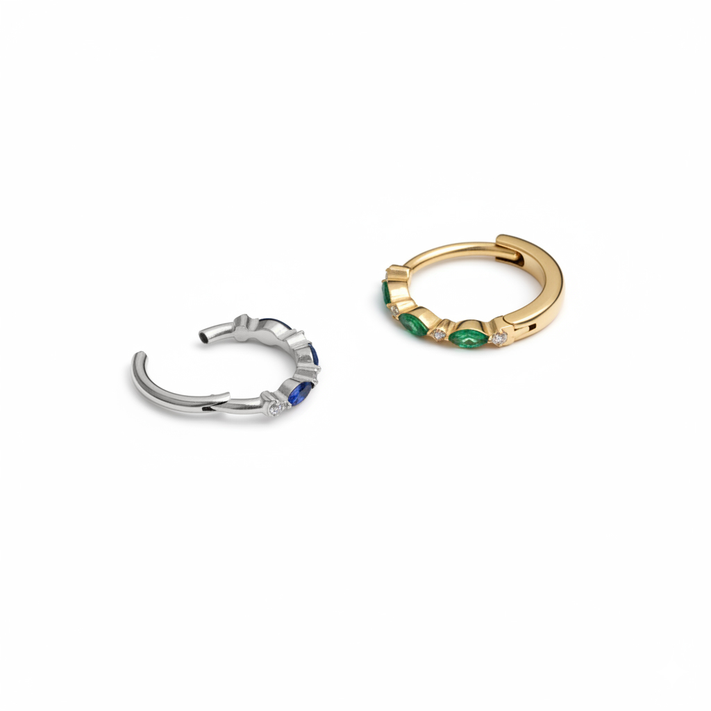 Titanring med fargede stener