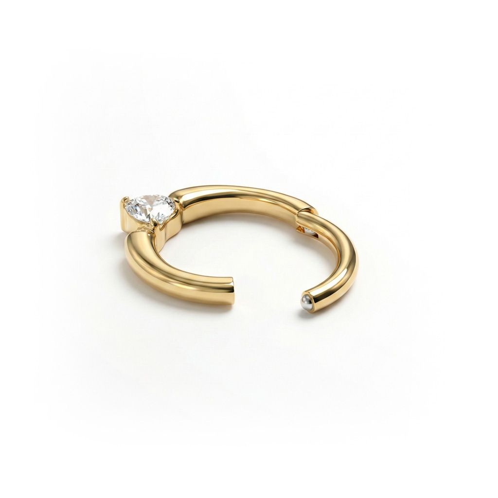 Titanring med hjerteformet sten