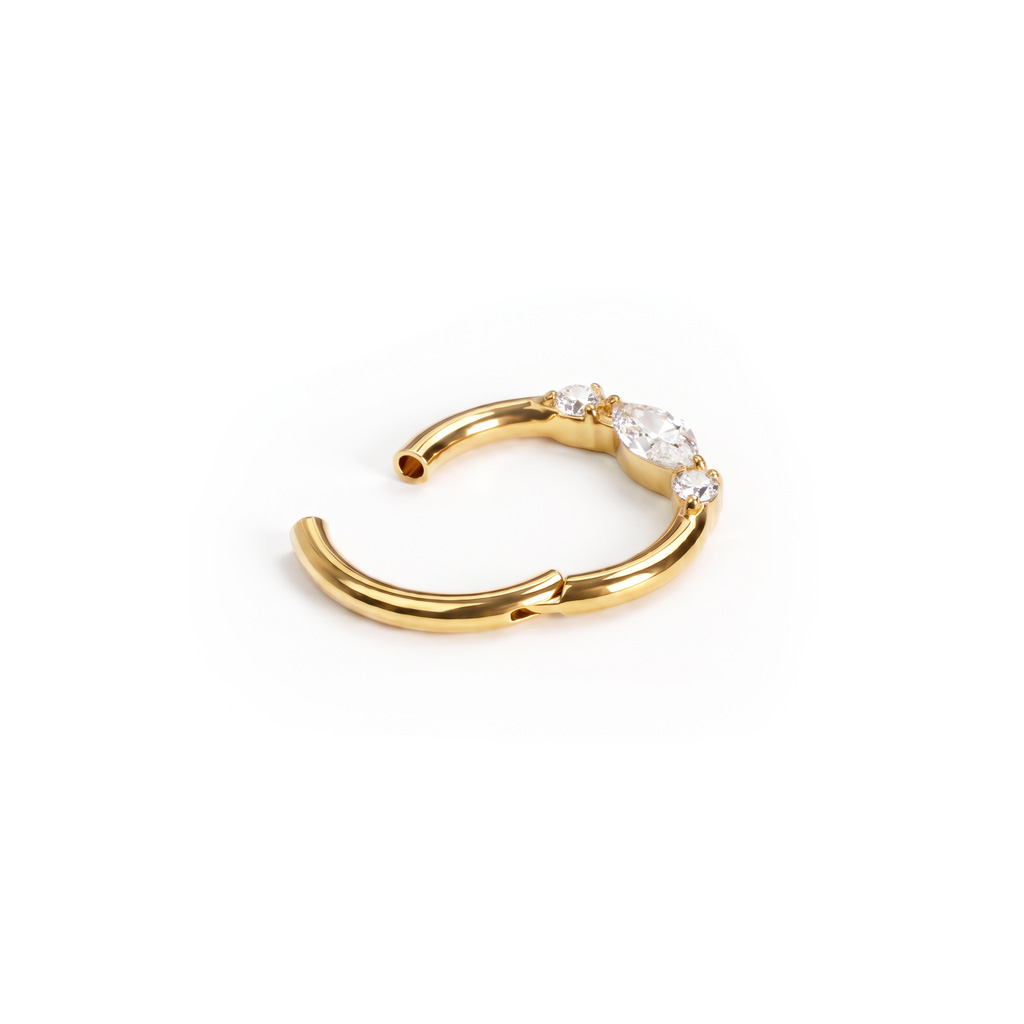 Delikat forovervendt titanring med stentrio
