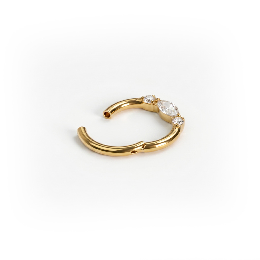 Delikat forovervendt titanring med stentrio