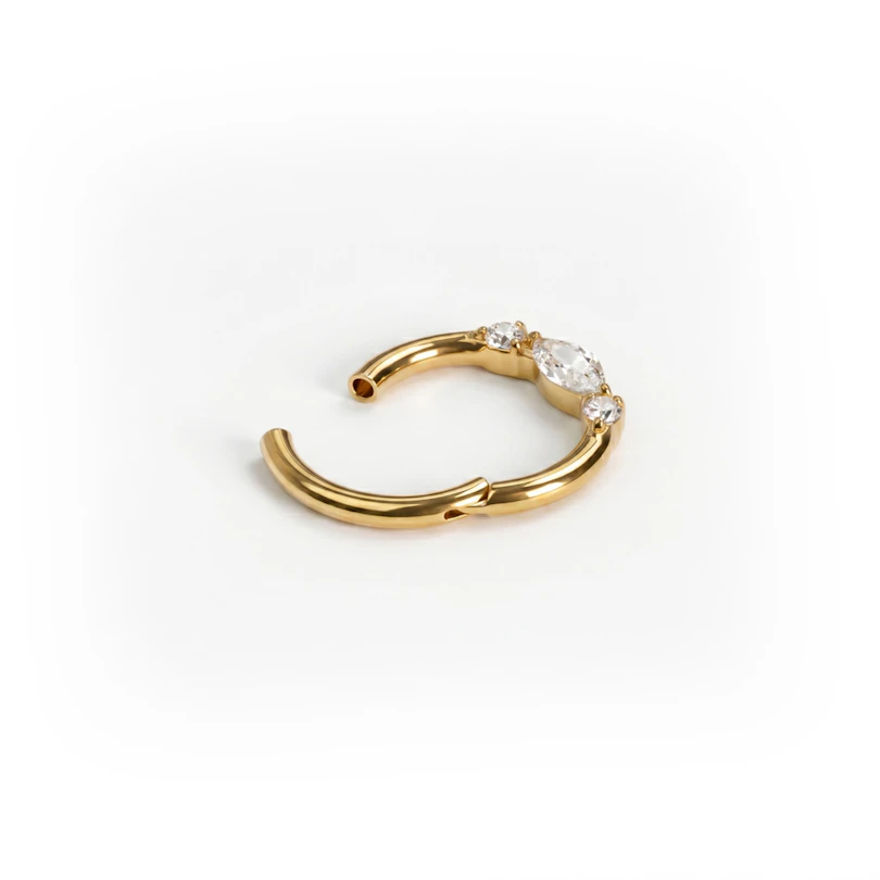 Delikat forovervendt titanring med stentrio