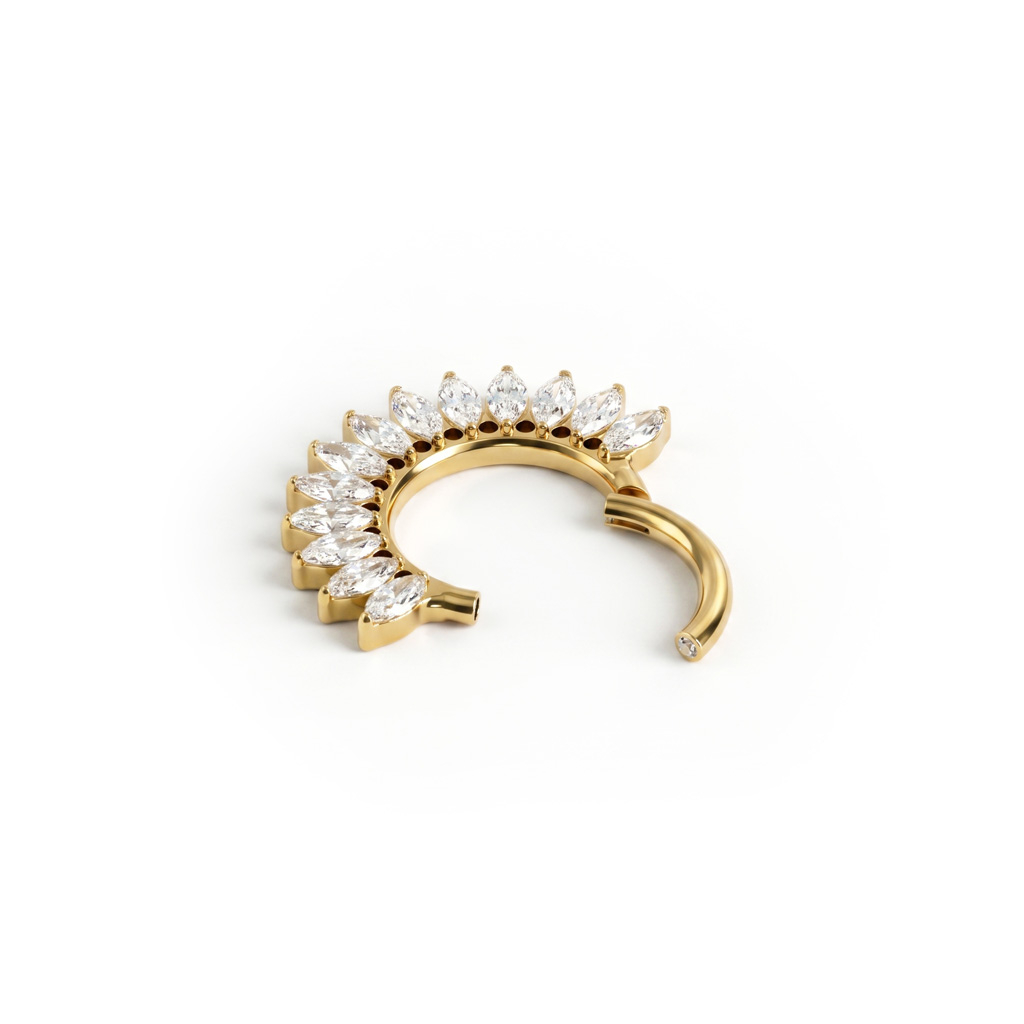 Forovervendt titanring med smykkestener