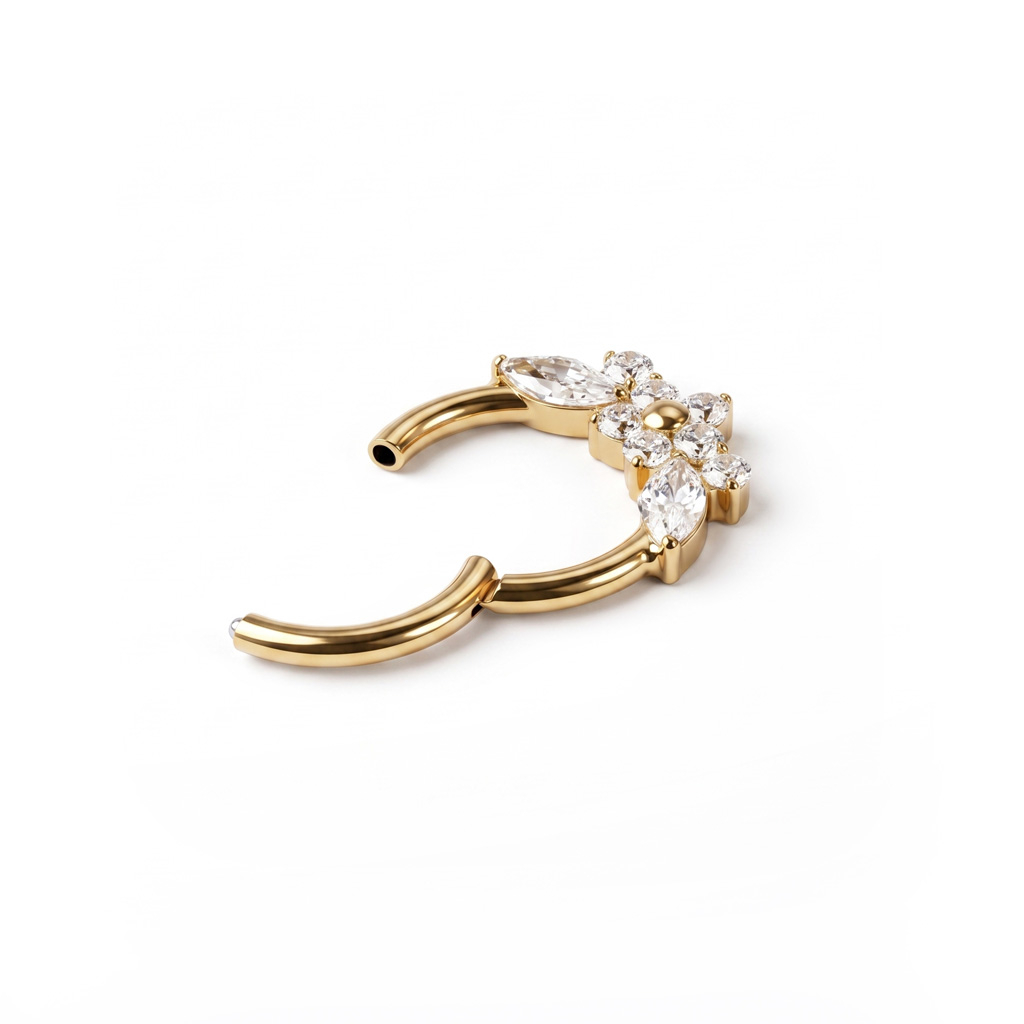 Forovervendt titanring med blomster