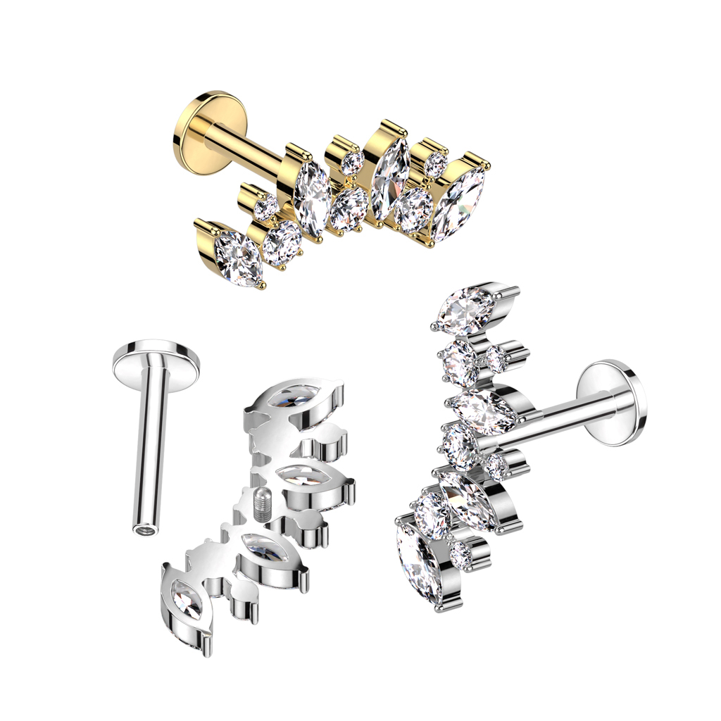 Titanlabret med marquise og rundskårne edelstener