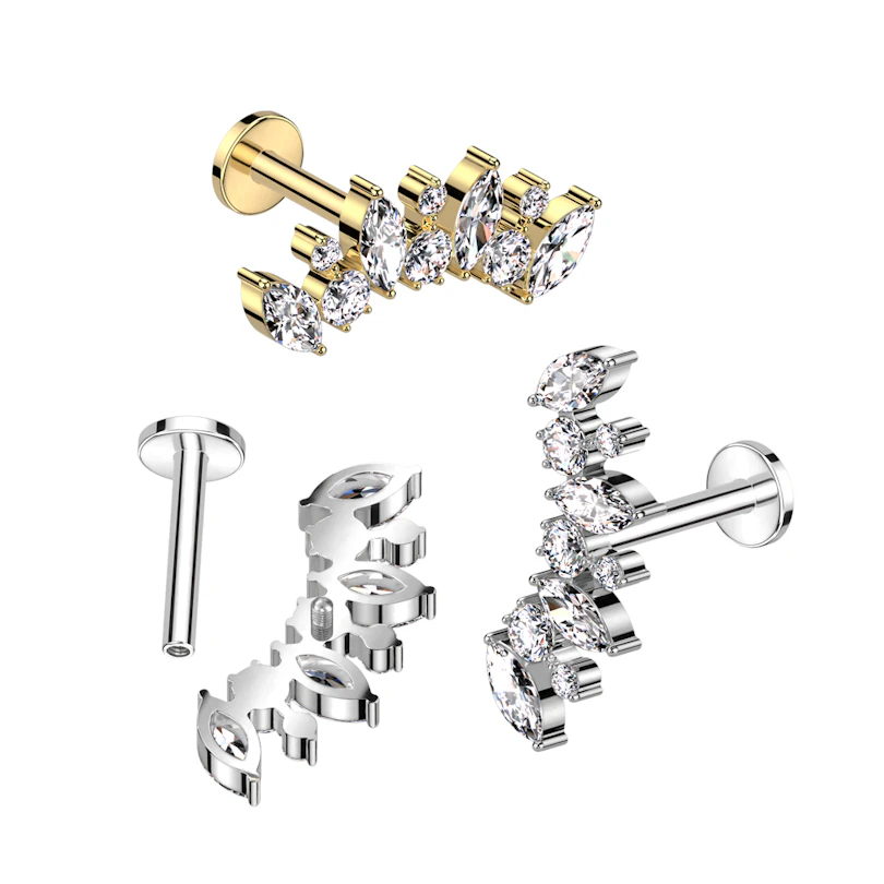 Titanlabret med marquise og rundskårne edelstener