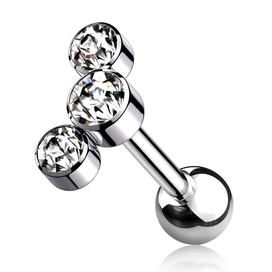 Stav av titan med innvendig gjenge og tre stener