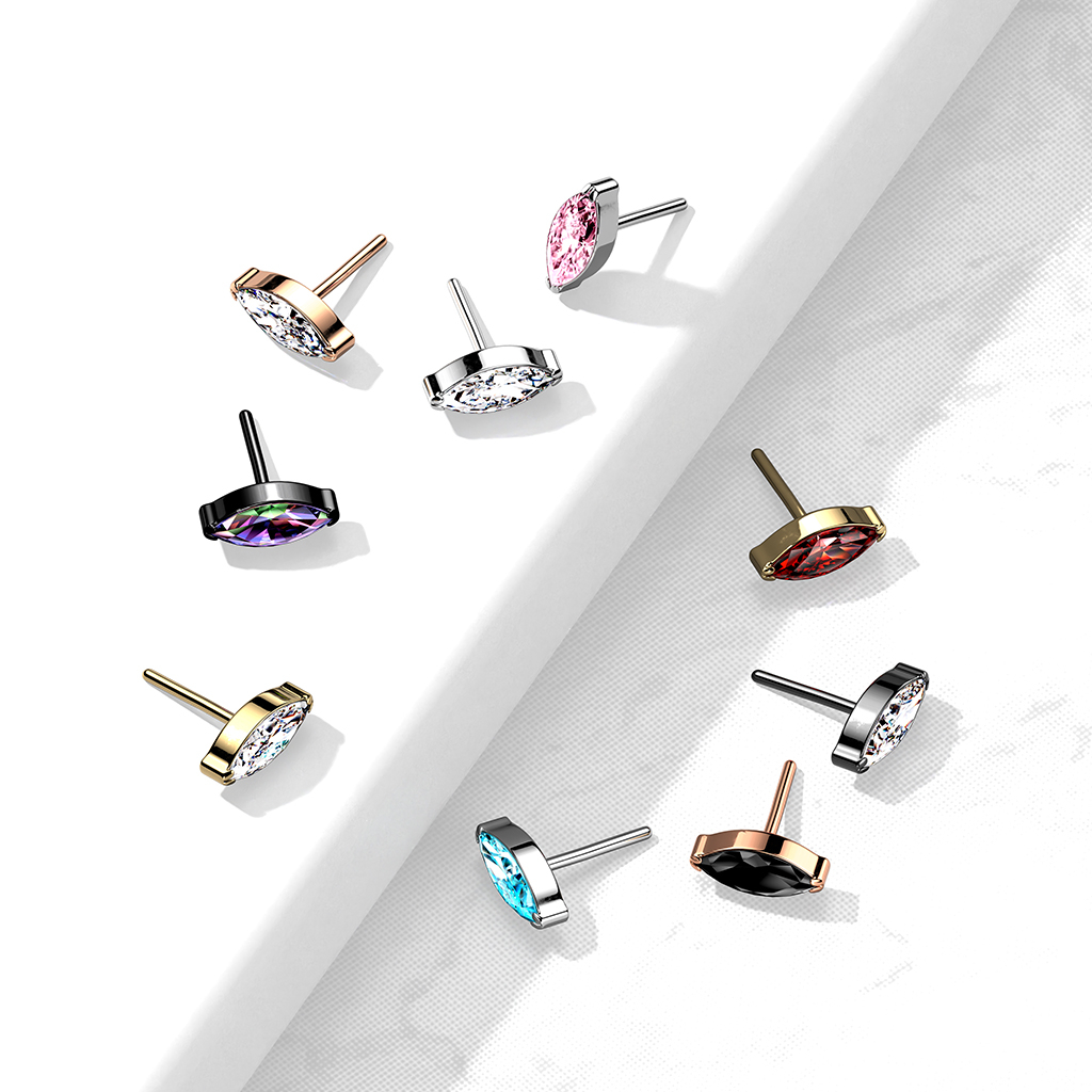 Trådkløs push-in topp av titan med marquiseformet sten