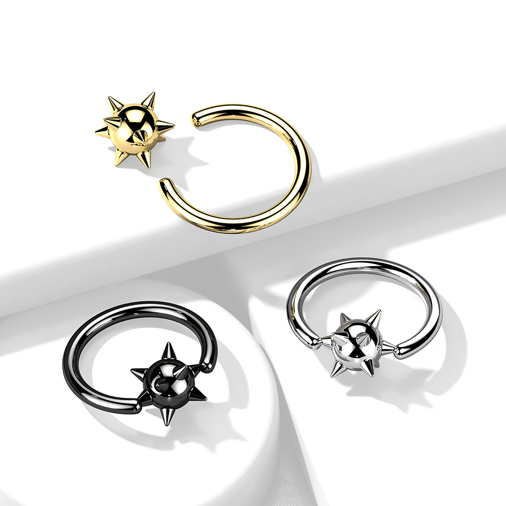 Captive bead ring med spiky kule